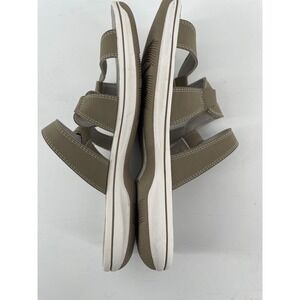 Clarks Cloudsteppers Slide One Sandals Womens 8 Green/Gray Adjustable Strap